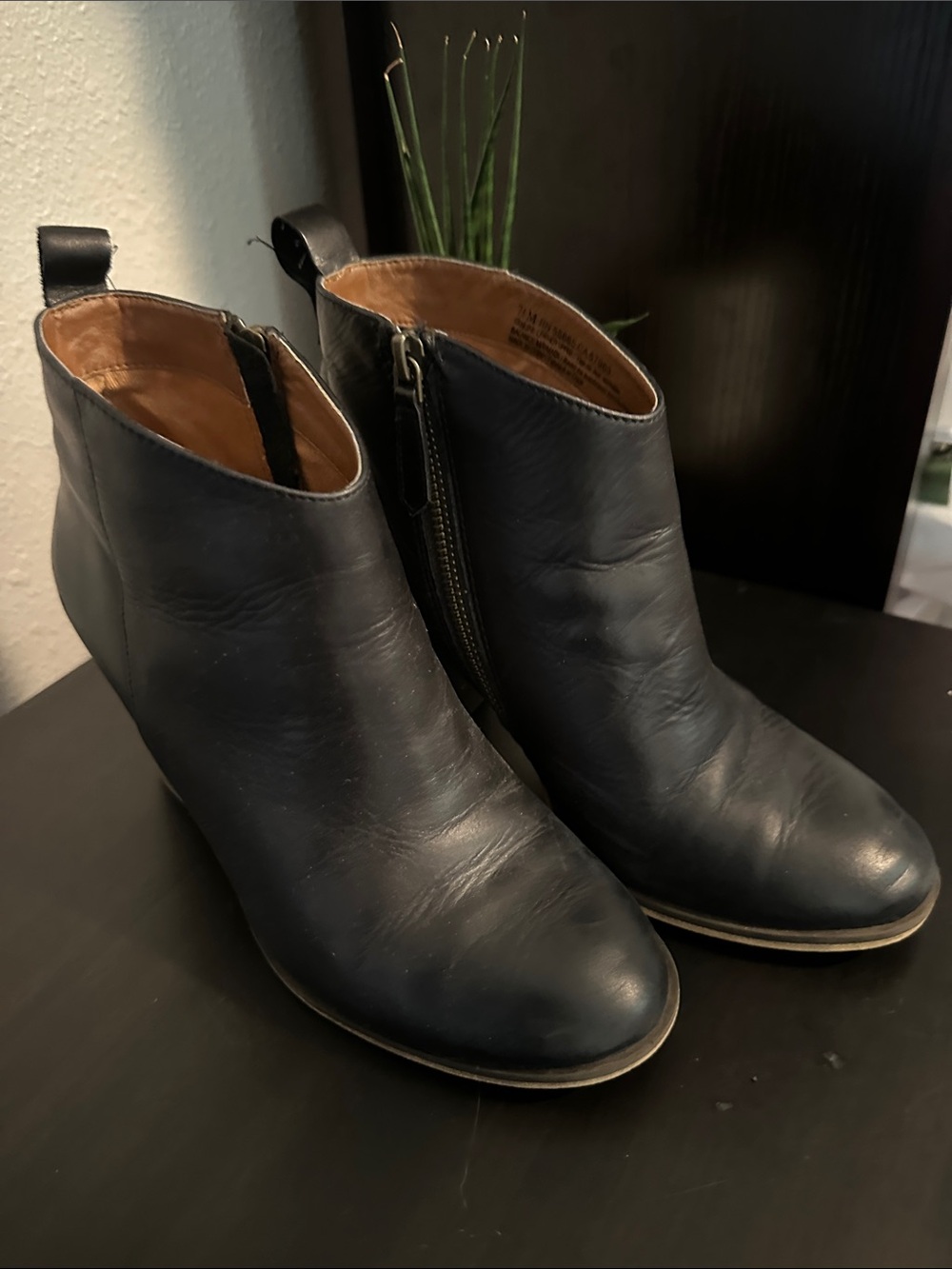 bp Black Leather Ankle Booties with Side Zip